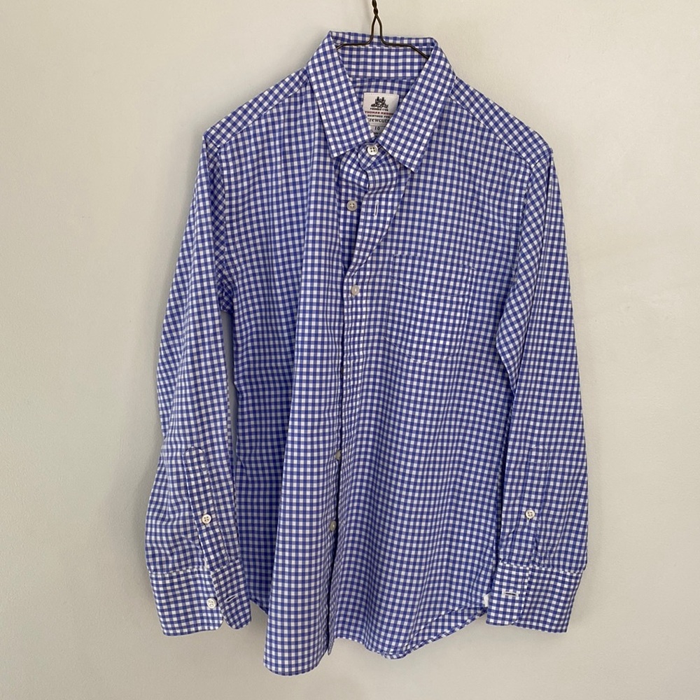 Crewcuts light blue gingham shirt size 10